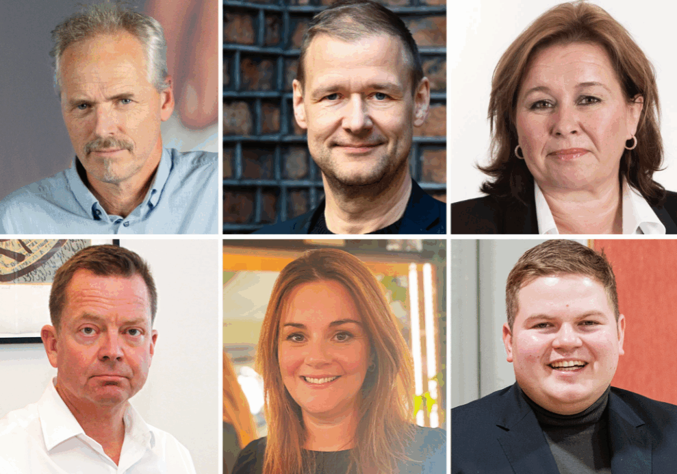 Paneldeltakere fra LMSOs samtale under Arendalsuka 2025: Øverst fra venstre, Pål Iden (Foto: UKOM), Bjarne Hansen (Foto: Anne Marie Huck), Heid Vibeke Hein Bæra (Foto: Miriam Deim), Sjur Lehmann (Foto:Helsetilsynet), Randi Vinge-Granmo (Foto: Privat)