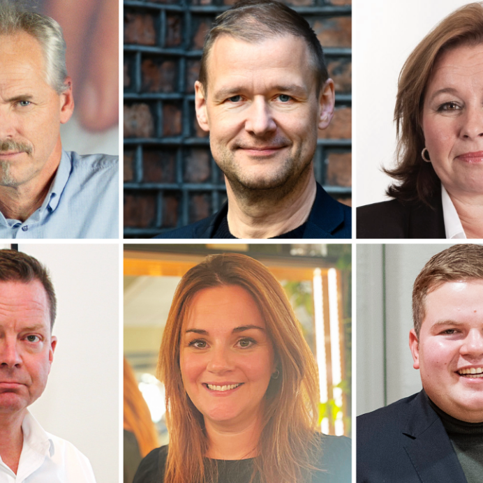 Paneldeltakere fra LMSOs samtale under Arendalsuka 2025: Øverst fra venstre, Pål Iden (Foto: UKOM), Bjarne Hansen (Foto: Anne Marie Huck), Heid Vibeke Hein Bæra (Foto: Miriam Deim), Sjur Lehmann (Foto:Helsetilsynet), Randi Vinge-Granmo (Foto: Privat)