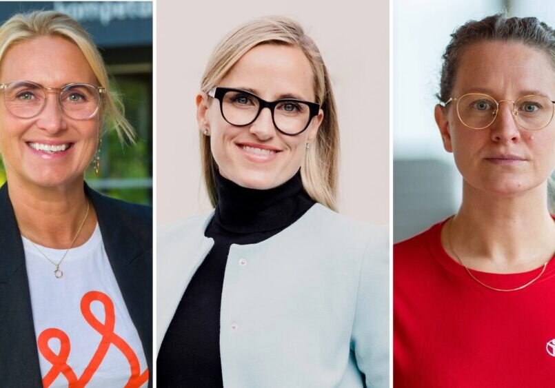 ET FELLES ANSVAR: F.v. Kristin Stokke, daglig leder i Stine Sofies Stiftelse, Line K. Rødseth, generalsekretær i LMSO, og Tirill Sjøvoll, spesialrådgiver i Redd Barna. De understreker at alle barn skal vokse opp uten å bli utsatt for vold og overgrep. Vi har fortsatt en lang vei å gå for å nå dette målet.